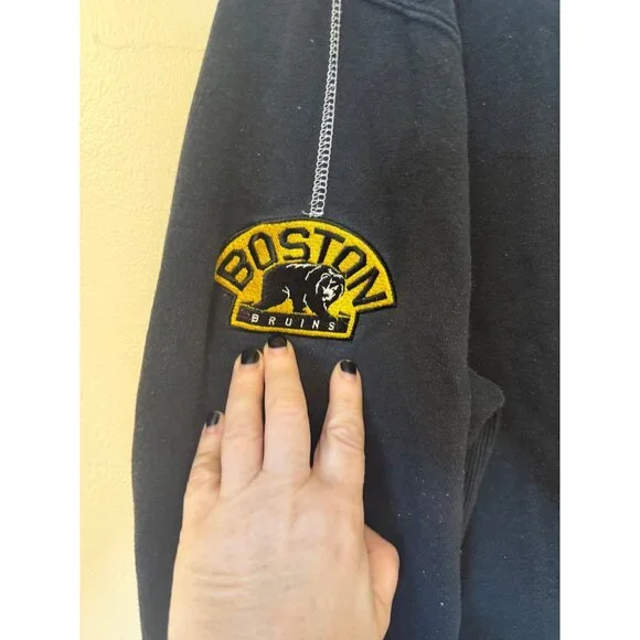 Boston Bruins Majestic NHL Hoodie Sweatshirt Waffle Knit Lined Size L Eastern Co - Picture 13 of 16
